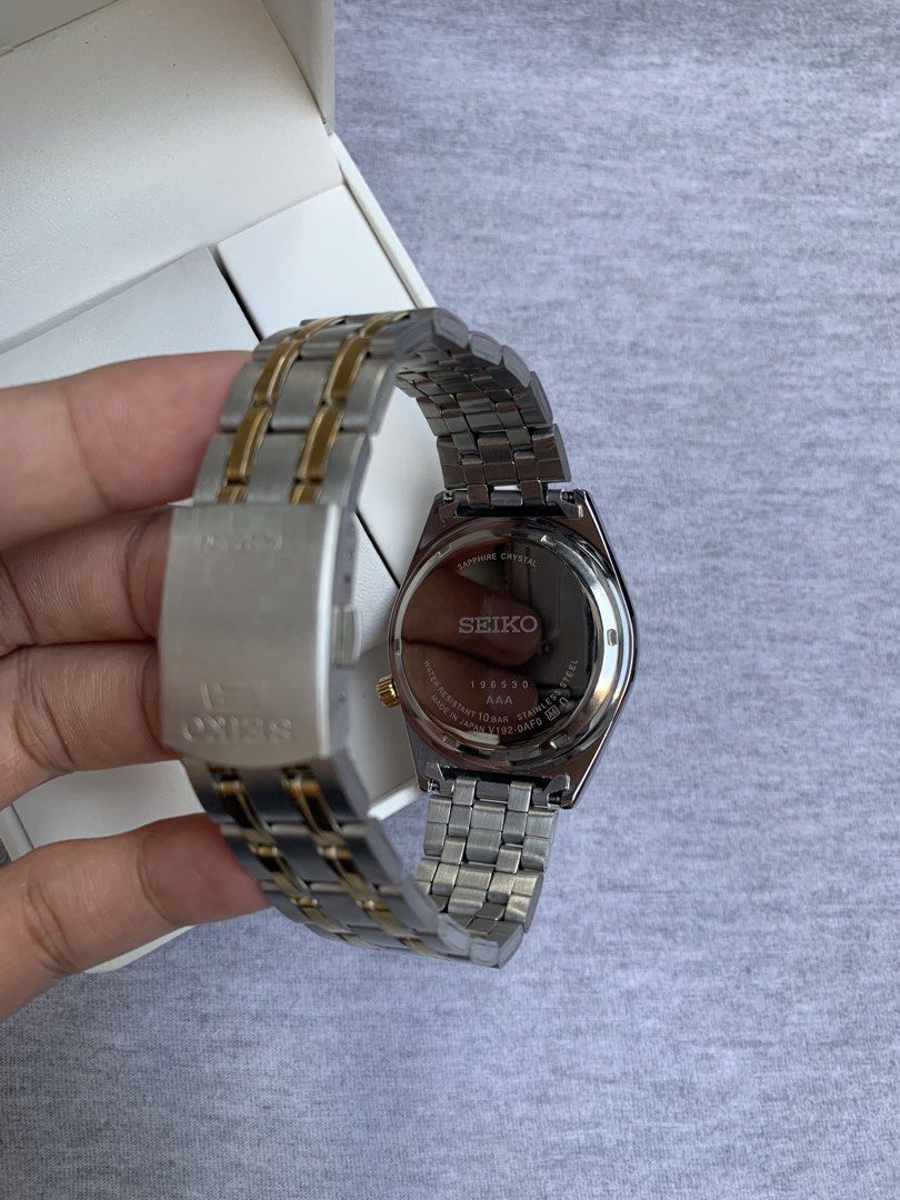 Seiko Five Twotone Automatic (Category: Men's Watches) located in Manila. Submitted by jaivrgr22 (Listing ID 1463404837, Image 2). Description: Excellent Condition All Working / No issue With Hard Box & Paper Bag .