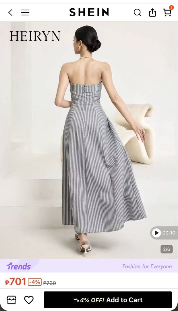 Shein Striped Strapless Maxi Dress (Category: Dresses) located in Manila. Submitted by abbypot (Listing ID 1463454848, Image 2). Description: Worn once.