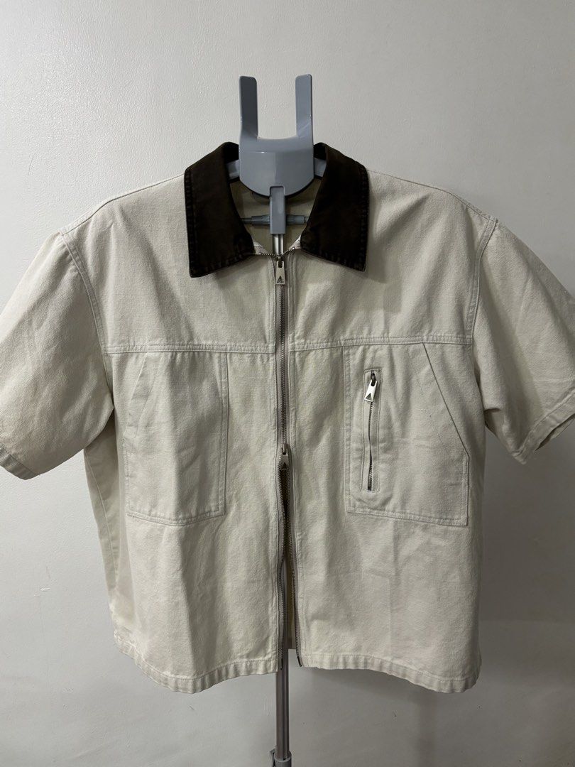 SKCSSTUDIO Work Polo, CREAM (Category: Coats, Jackets and Outerwear) located in Quezon City. Submitted by clutter_busters (Listing ID 1463452630, Image 1). Description: SKCSSTUDIO Work Polo, CREAM - Pit to pit: 23 inches - Length: 25.5 inches - RFS, Decluttering - shipping Lalamove/J&T.