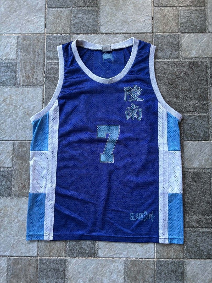Slam Dunk Sendou Ryonan Jersey (Category: Activewear) located in Iriga City. Submitted by thrifttobicol29 (Listing ID 1463453302, Image 1). Description: - Ryonan basketball jersey - Features number 7 and 'Sendoh' on the back - Made from breathable mesh material - Ideal for Slam Dunk fans and casual wear - Show your love for the classic anime - Slamdunk Jersey, Sendou Large W 21" L 28" Excellent condition .