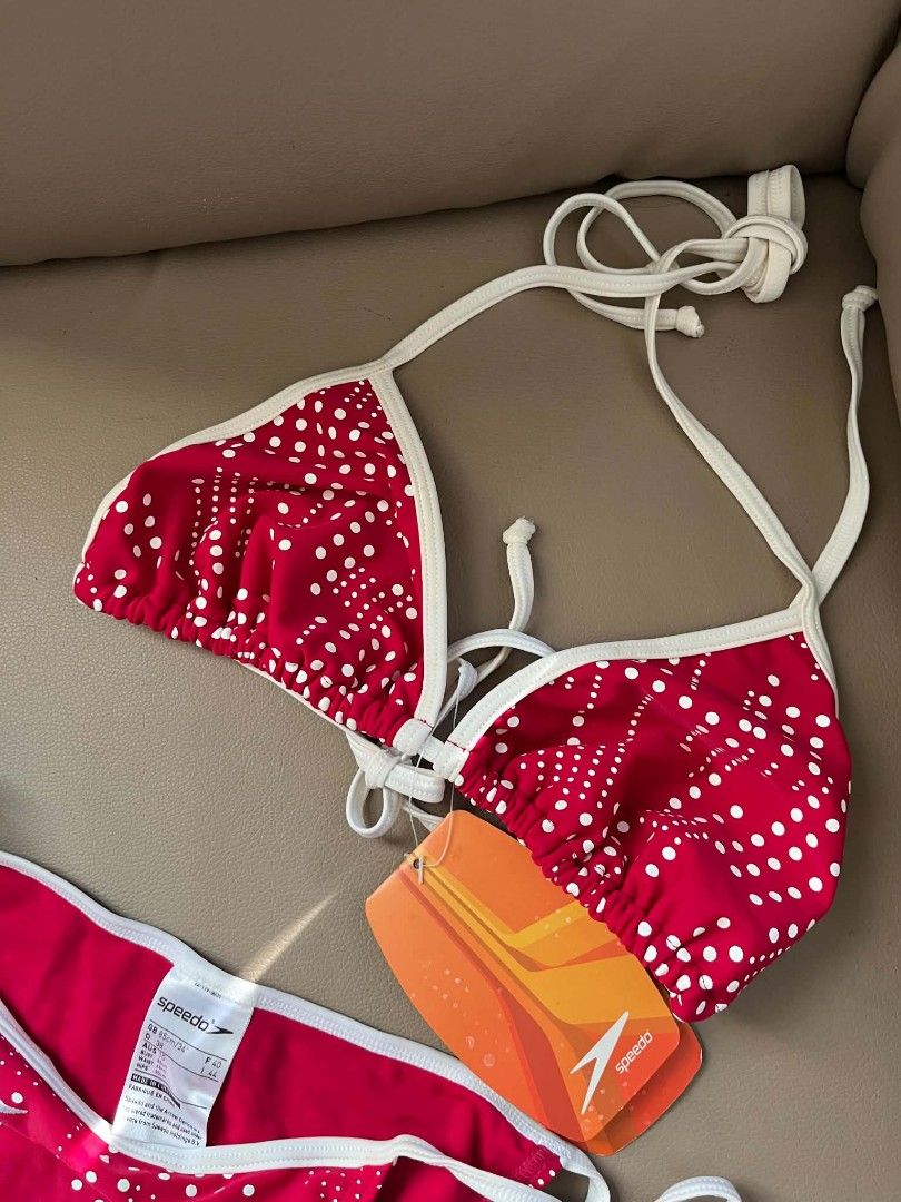 Speedo Red Polka Dot Self-Tie Two-Piece Swimsuit (Category: Bikinis & Swimsuits) located in Lucena. Submitted by fiercemoon-a25a79 (Listing ID 1463355296, Image 2). Description: .