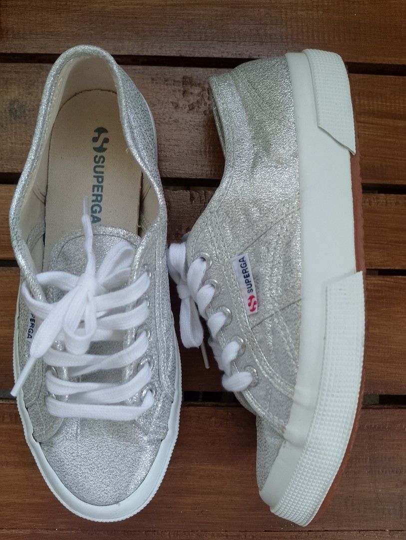 SUPERGA 2750 LAMEW SILVER METALLIC Sneakers (Category: Sneakers) located in Cabadbaran. Submitted by ztsfinds (Listing ID 1463403330, Image 1). Description: Add a touch of effortless Italian glamour to your everyday style with these pre-loved Superga 2750 Lamew sneakers. This pair features a stunning silver canvas upper woven with metallic lamé threads that offer a gorgeous, eye-catching shimmer. Built with Superga's signature timeless low-top si