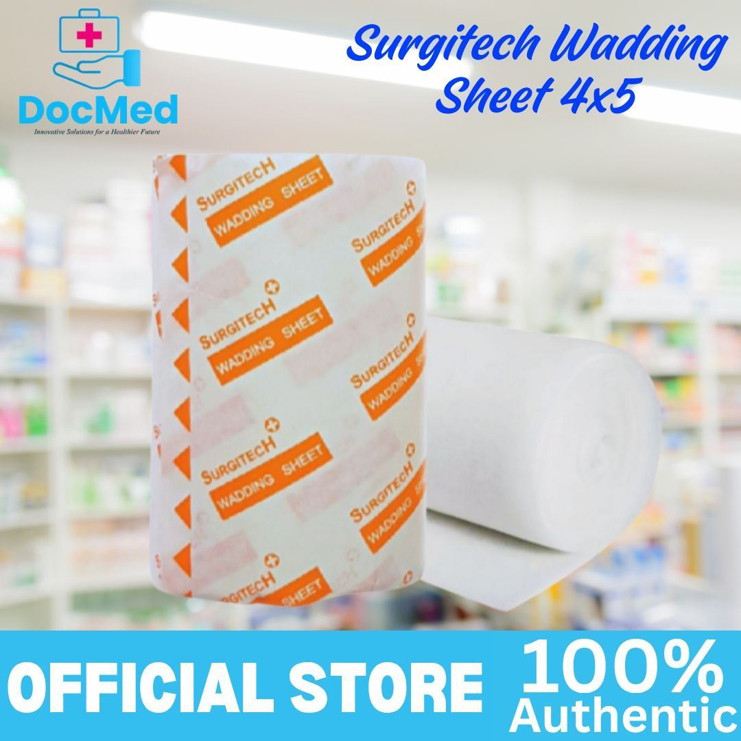 Surgitech Wadding Sheet 4x5 (Category: Medical Supplies & Tools) located in Quezon City. Submitted by zee_010200 (Listing ID 1463385329, Image 1). Description: - Surgitech Wadding Sheet - Size: 4x5 roll - Soft and absorbent - Ideal for padding and wound dressing.