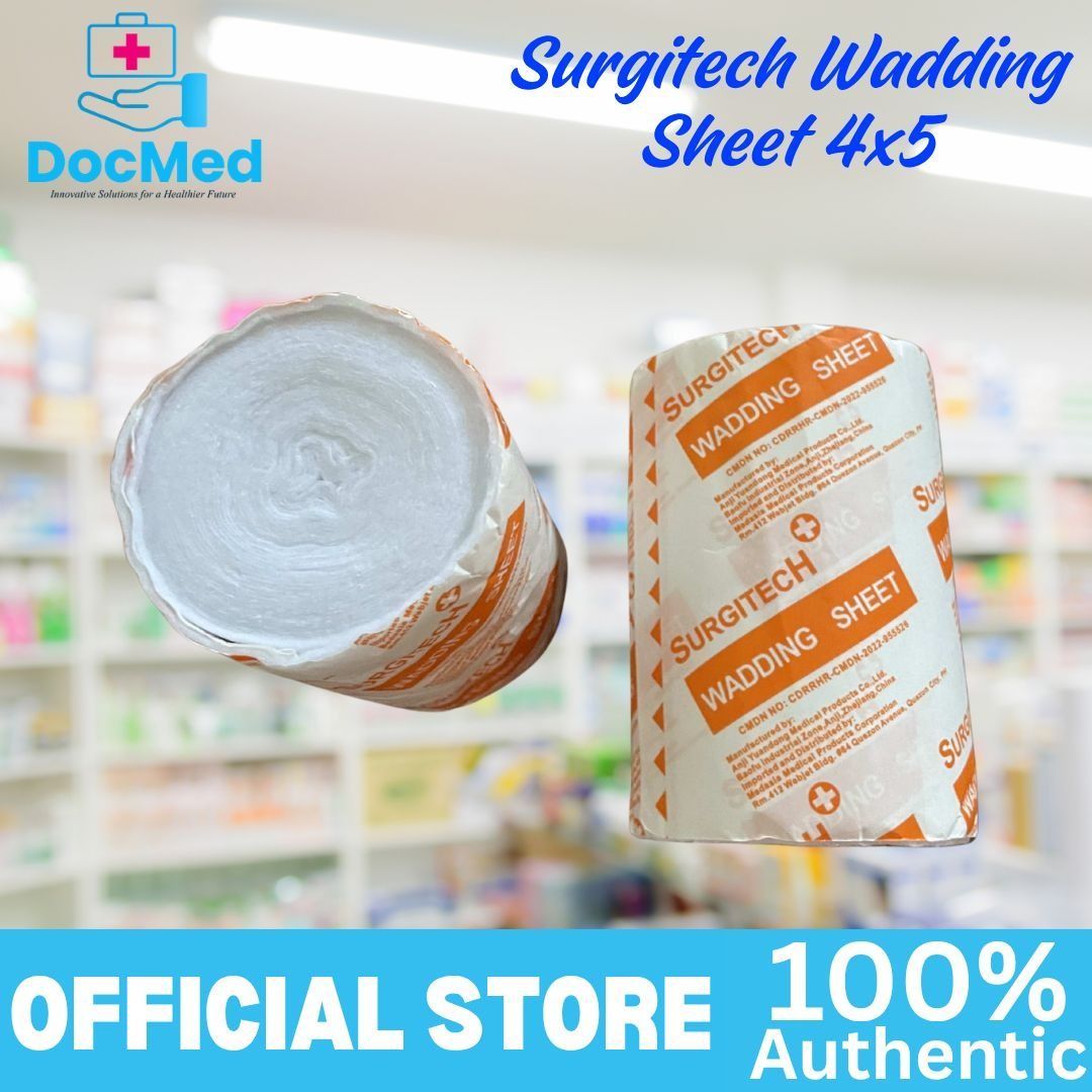 Surgitech Wadding Sheet 4x5 (Category: Medical Supplies & Tools) located in Quezon City. Submitted by zee_010200 (Listing ID 1463385329, Image 2). Description: - Surgitech Wadding Sheet - Size: 4x5 roll - Soft and absorbent - Ideal for padding and wound dressing.