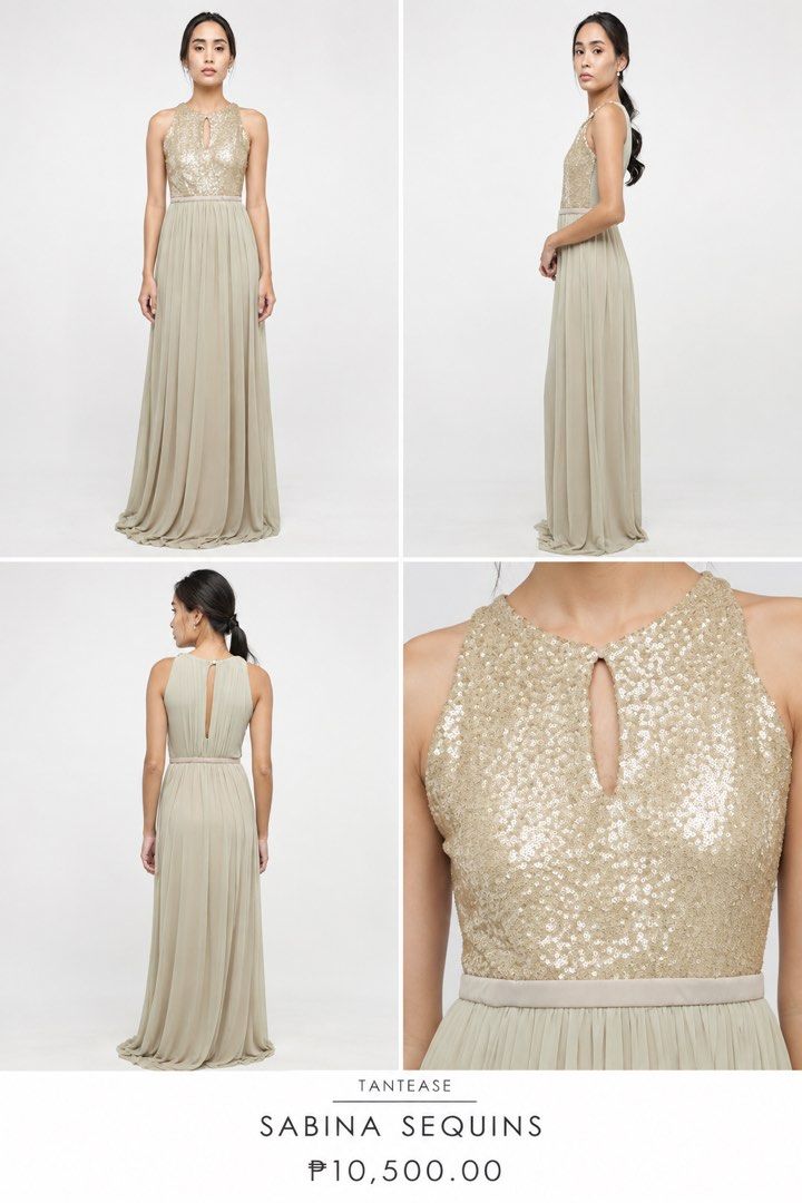 Tantease Sequins Gown Gold -Small (Category: Evening dresses & gowns) located in Manila. Submitted by goodthingspreloved.92 (Listing ID 1463499360, Image 2). Description: -Gold sequined gown with flowing chiffon skirt. - sized Small, but my actual size is medium - stretchy - Ideal for formal events, weddings, or parties. - Worn only once for a special occasion. - Original Price 10,500.