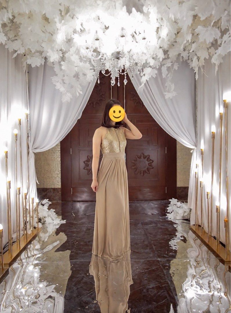 Tantease Sequins Gown Gold -Small (Category: Evening dresses & gowns) located in Manila. Submitted by goodthingspreloved.92 (Listing ID 1463499360, Image 3). Description: -Gold sequined gown with flowing chiffon skirt. - sized Small, but my actual size is medium - stretchy - Ideal for formal events, weddings, or parties. - Worn only once for a special occasion. - Original Price 10,500.