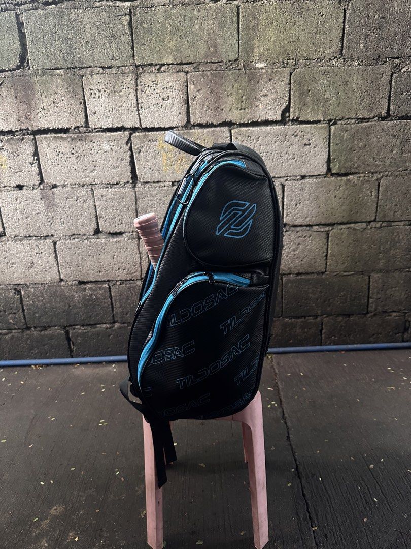 Tilosac Pickleball Bag - Black & Blue (Category: Racket and Ball Sports) located in Pateros City. Submitted by lanceselects (Listing ID 1463466998, Image 2). Description: Tildosac Pickleball Bag Has multiple compartments Detachable paddle bag Has shoe compartment Water resistant material Can fit 4 pickleball paddles Negotiable RFS: Upgrading.