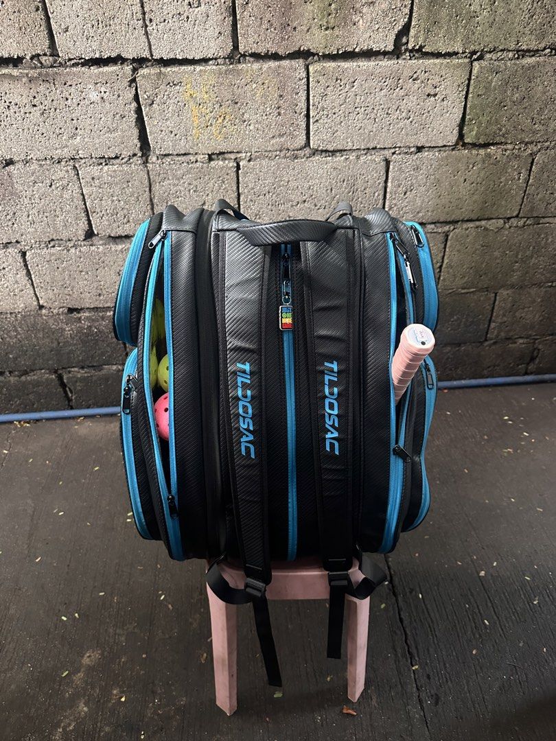 Tilosac Pickleball Bag - Black & Blue (Category: Racket and Ball Sports) located in Pateros City. Submitted by lanceselects (Listing ID 1463466998, Image 1). Description: Tildosac Pickleball Bag Has multiple compartments Detachable paddle bag Has shoe compartment Water resistant material Can fit 4 pickleball paddles Negotiable RFS: Upgrading.
