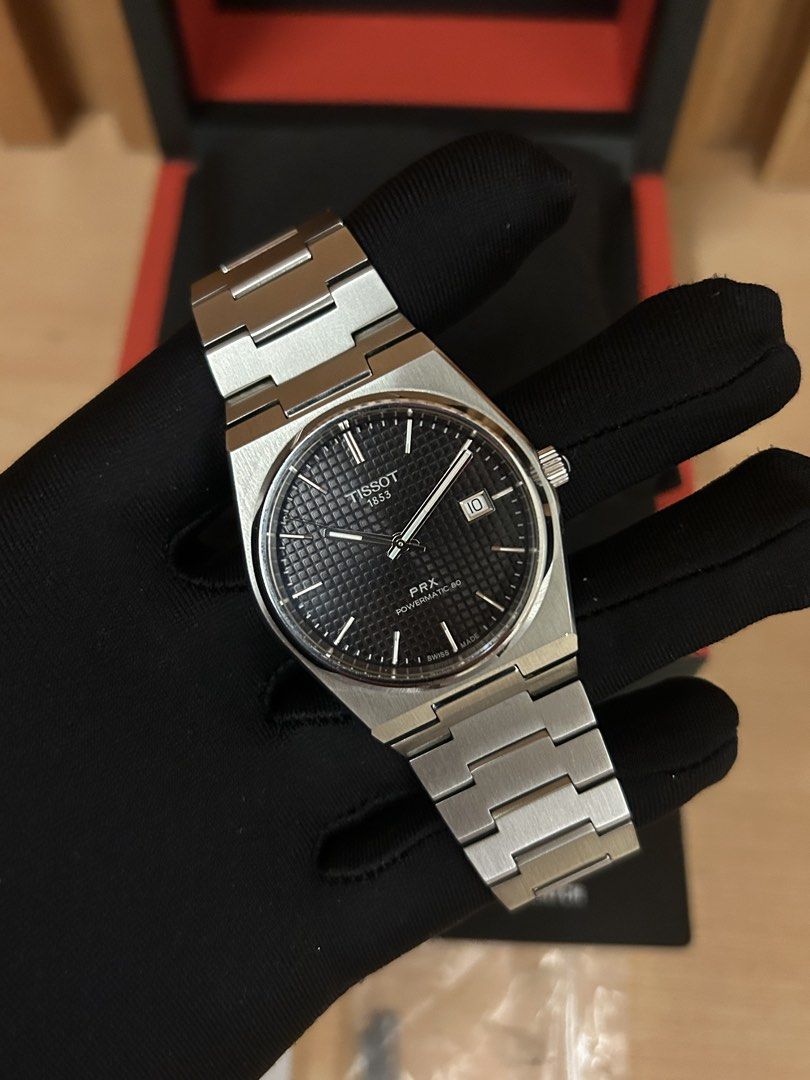 Tissot Prx Powermatic80 Black (Category: Men's Watches) located in Quezon City. Submitted by olivertomtecson8 (Listing ID 1463505148, Image 1). Description: LOWEST PRICE❗️ Tissot PRX Powermatic80 Black • REF # T1374071105100 • Diameter : 40MM • All original • Elegant Black Dial • Automatic Powermatic80 Movement • Complete Set Tissot Guarantee Card, Original Box, Manual Booklet, Complete Links. SRP : 53,000 Asking Price : 26,990 QUEZON CITY.