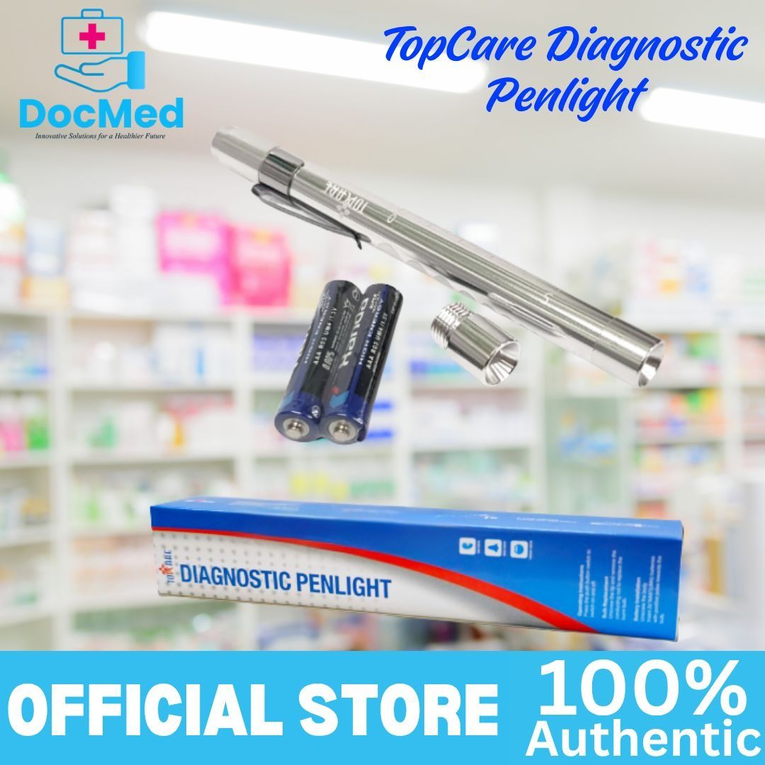TOPCARE DIAGNOSTIC PENLIGHT (Category: Medical Supplies & Tools) located in Quezon City. Submitted by zee_010200 (Listing ID 1463378371, Image 1). Description: - Brand: TopCare - Type: Diagnostic Penlight - Material: Durable metal construction - Features: Bright light, portable design, pocket clip - Includes: Batteries.