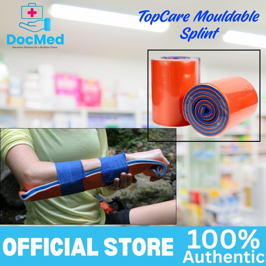 TOPCARE MOULDABLE SPLINT (Category: Medical Supplies & Tools) located in Quezon City. Submitted by zee_010200 (Listing ID 1463362973, Image 3). Description: - Brand: TopCare - Product Type: Mouldable Splint - Feature: Highly flexible and can be molded to fit any limb - Application: Suitable for first aid, emergency support, and outdoor activities - Design: Orange and blue color scheme, compact for storage - Benefit: Provides stable support for in