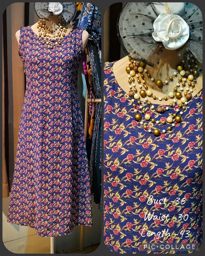 Ukay printed sleeveless midi dress (Category: Dresses) located in Rizal. Submitted by villacorta14757 (Listing ID 1463457170, Image 2). Description: Ukay printed sleeveless midi dress B 36 W 30 L 43 Like new Issue need wash.