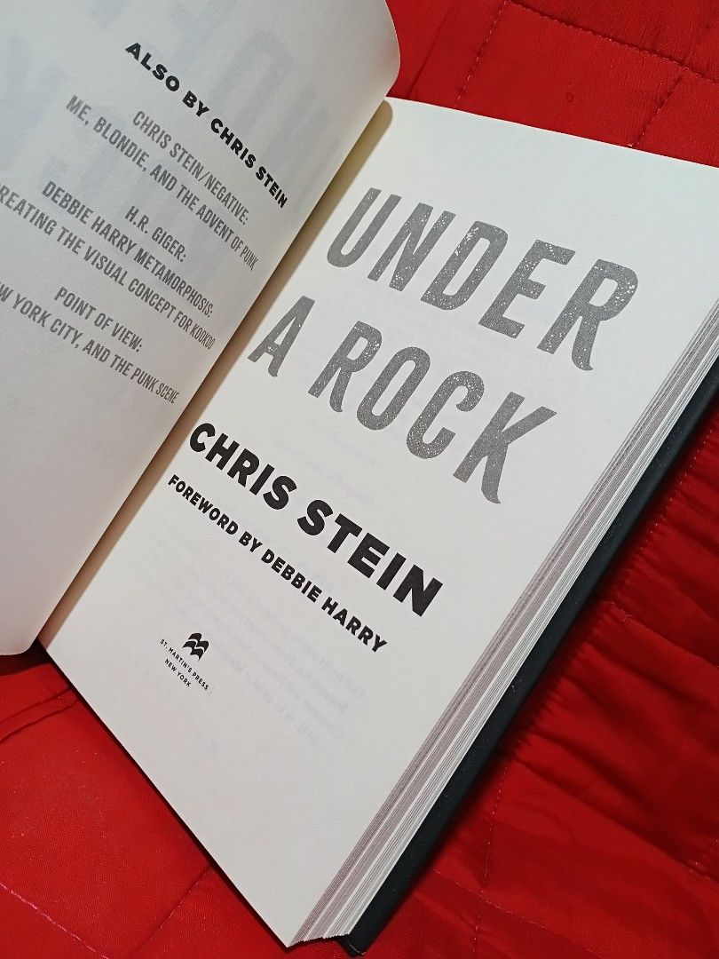 Under a Rock: A Memoir by Chris Stein (Category: Storybooks) located in Manila. Submitted by krishna_ayanami (Listing ID 1463550433, Image 3). Description: - Chris Stein's 'Under a Rock' memoir - No-holds-barred autobiography - Details his life and time in music - Covers his Brooklyn writing/photography partnership - Explains how he defined Blondie's sound - Mentions Blondie's 'Parallel Lines' selling over 20 million copies - Features a foreword 