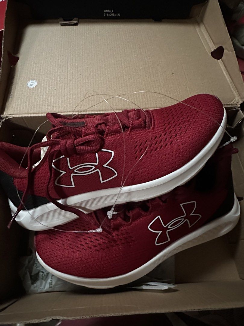 Under Armour Red Running Shoes Size 8 (Category: Sneakers) located in Manila. Submitted by majav (Listing ID 1463328293, Image 3). Description: - Red Under Armour Charged Assert 9 running shoes - Made in Indonesia - Size: 8 US / 7 UK / 41 EUR / 26 CM / 260(2.5) JPN - Ideal for running and training.