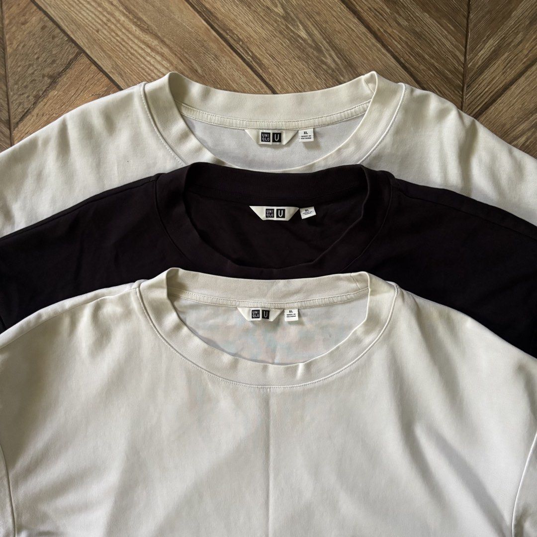 Uniqlo Airism Tshirt Bundle/Aspack (Category: Tshirts & Polo Shirts ) located in San Carlos. Submitted by ferrermart89614 (Listing ID 1463366728, Image 3). Description: Uniqlo Airism Shirt For as low as ₱600 as pack😬 ✅ 2 white, 1 black ⚪️⚫️ ✅ size xl | 24 width, 27 length | 10/10 color rate | no pinholes | fresh from bale (need wash) | In Very Good Condition PM IF INTERESTED‼️ 📍Pangasinan.