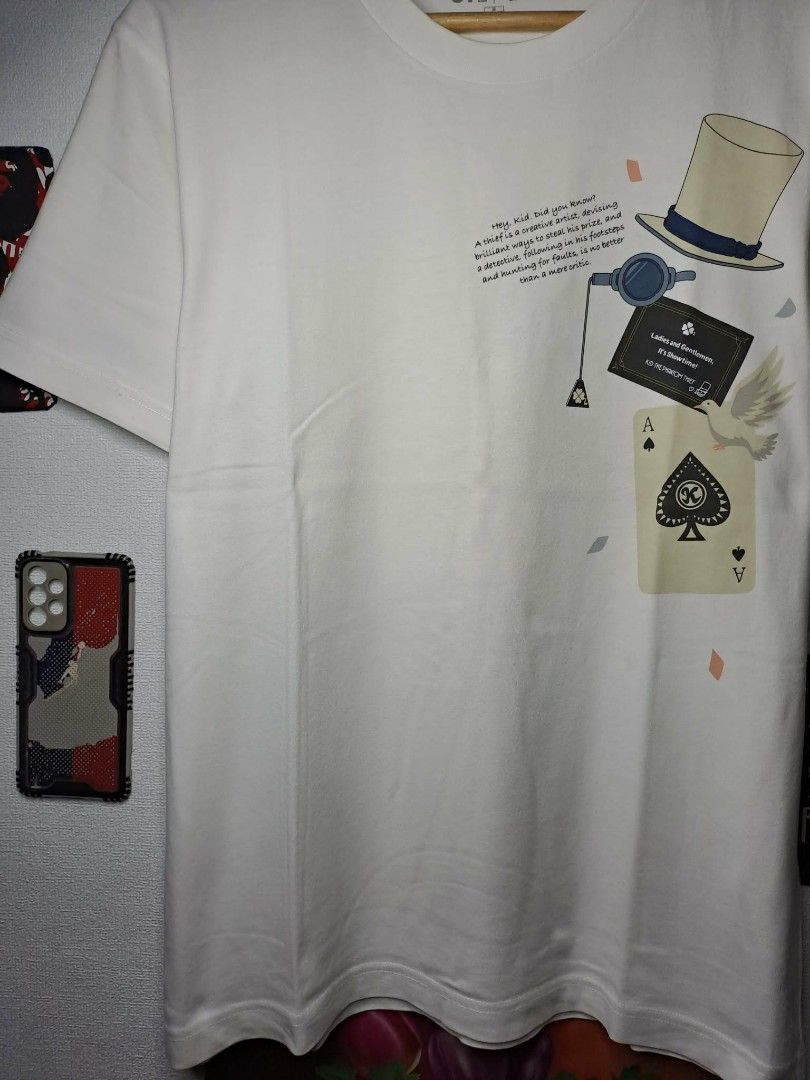 Uniqlo Detective Conan (Case Closed) UT (Category: Tshirts & Polo Shirts ) located in Manila. Submitted by yaseen__73 (Listing ID 1463400286, Image 3). Description: Uniqlo Detective Conan (Case Closed) UT graphic T-shirt featuring a subtle Kaitou Kid motif on the chest. Wearing Size : Medium on Tag Dimensions : See Photo Color Rate : 9.9/10 No Issue Needs Re - Wash In Excellent Condition 350.00 Shipped Via J&T Express Around Metro Manila MOP : J&