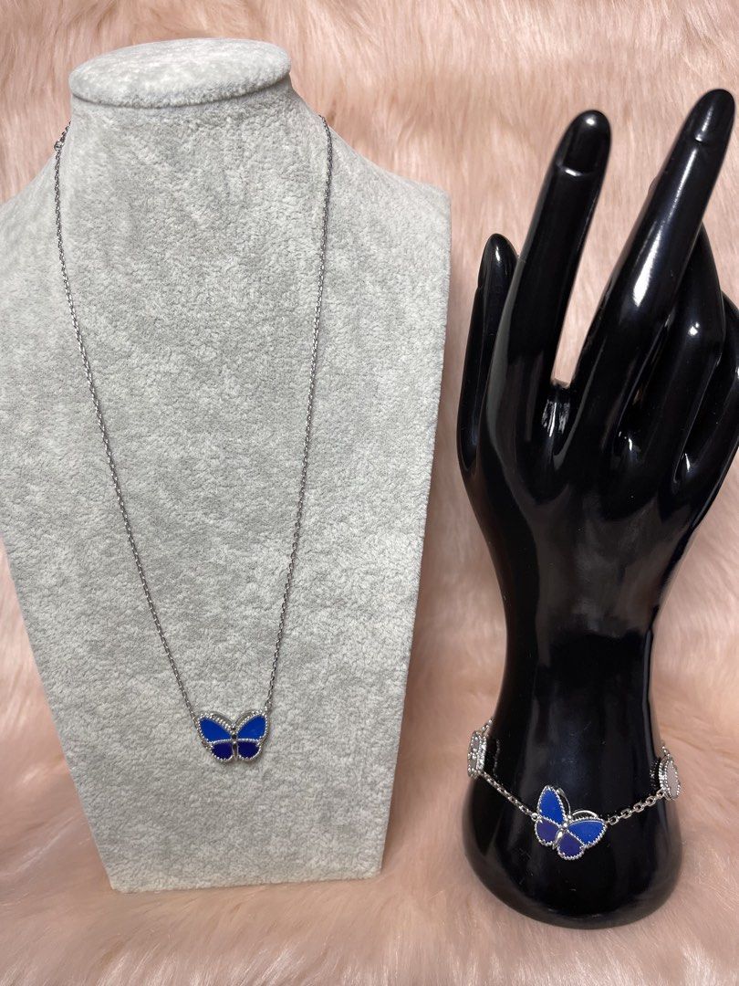 VCA lucky spring blue butterfly (Category: Necklaces) located in Paranaque City. Submitted by xxrng (Listing ID 1463332008, Image 1). Description: Necklace 1,700 5 motif bracelet 1,900 18k gold plated Stainless steel Ig: jewelnook.ph.