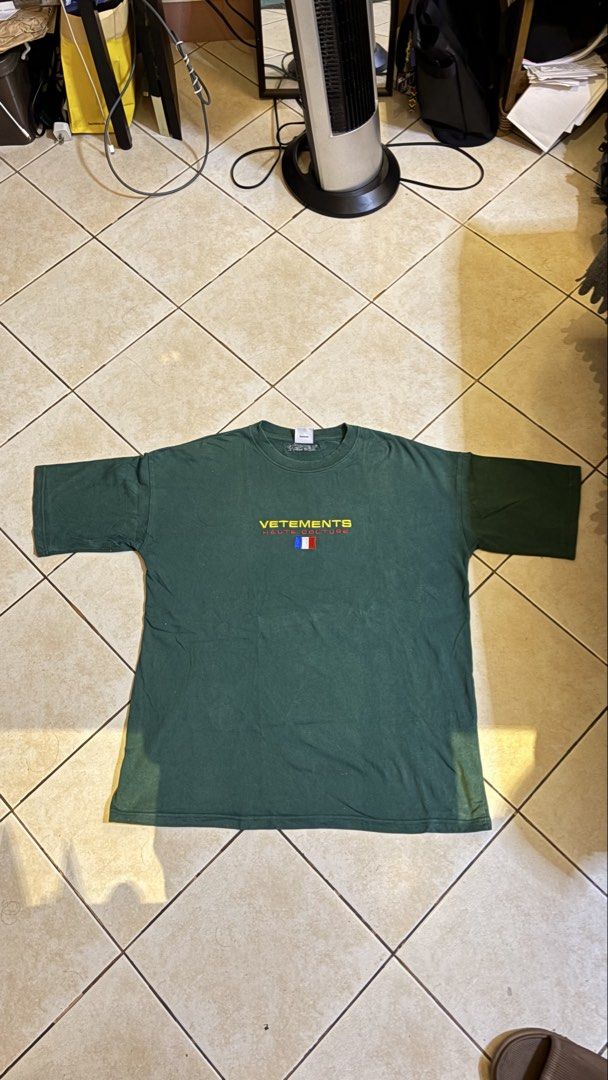 VETEMENTS Green Haute Couture (Category: Tshirts & Polo Shirts ) located in Manila. Submitted by thrifty_rick (Listing ID 1463452261, Image 1). Description: VETEMENTS Green logo No Issue W24.5 L30.5.