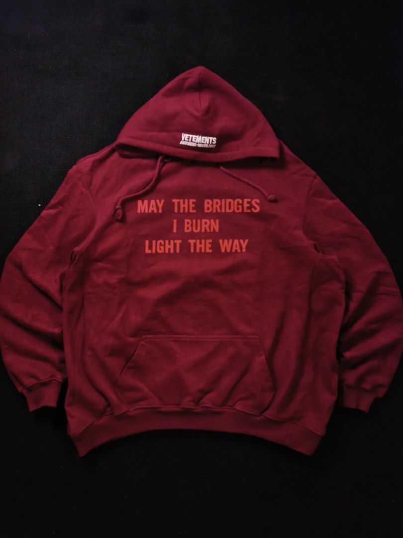 Vetements Hoodie (Category: Coats, Jackets and Outerwear) located in San Fernando. Submitted by gaboo_asncn (Listing ID 1463534983, Image 2). Description: - Vetements Hoodie - Size: Large on tag (W28/L29) - Condition: Excellent - Color Rate: 9.5/10 - No Issue.