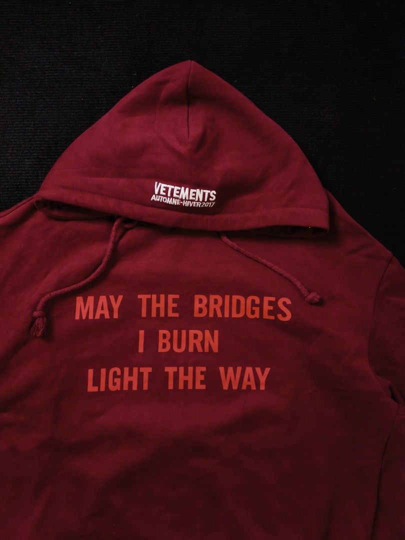Vetements Hoodie (Category: Coats, Jackets and Outerwear) located in San Fernando. Submitted by gaboo_asncn (Listing ID 1463534983, Image 3). Description: - Vetements Hoodie - Size: Large on tag (W28/L29) - Condition: Excellent - Color Rate: 9.5/10 - No Issue.