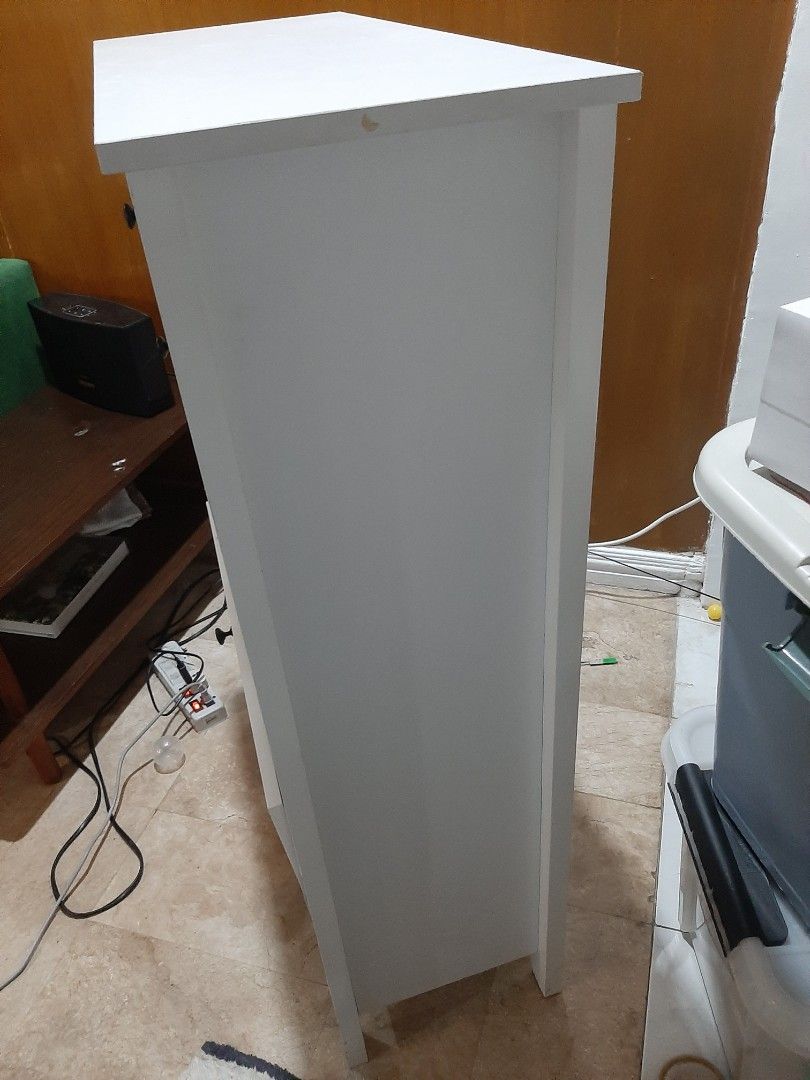 White 3-Door Cabinet with Drawers (Category: Shelves, Cabinets & Racks) located in Paranaque City. Submitted by jonasgonas (Listing ID 1463424574, Image 3). Description: - White cabinet with 3 doors and drawers - Excellent storage solution - Clean and simple design, fits most rooms - Ready for a new home About this item With 1 drawer under the top and 2 layers for shoes that can accommodate up to 12 pair of shoes for adult. Measurements Width: 71