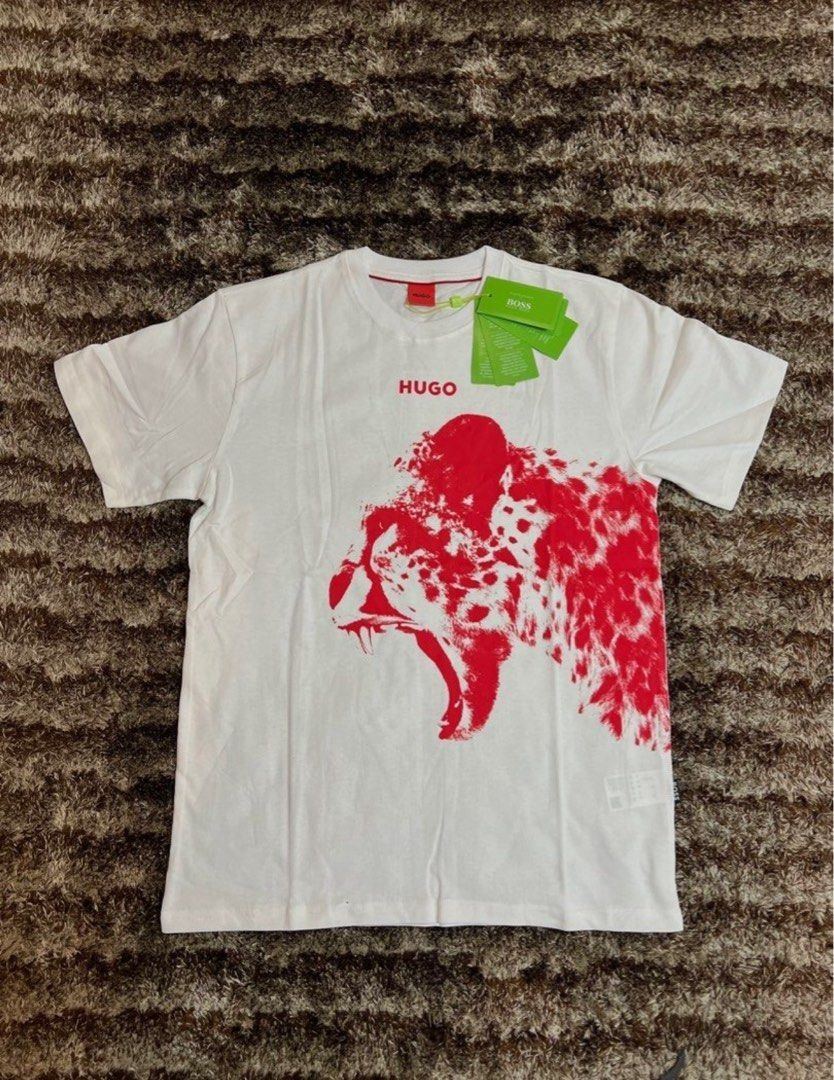 White Cheeta Hugo Boss Original Tshirt (Category: Tshirts & Polo Shirts ) located in Manila. Submitted by actd_luxury (Listing ID 1463542375, Image 1). Description: m: 21x27.