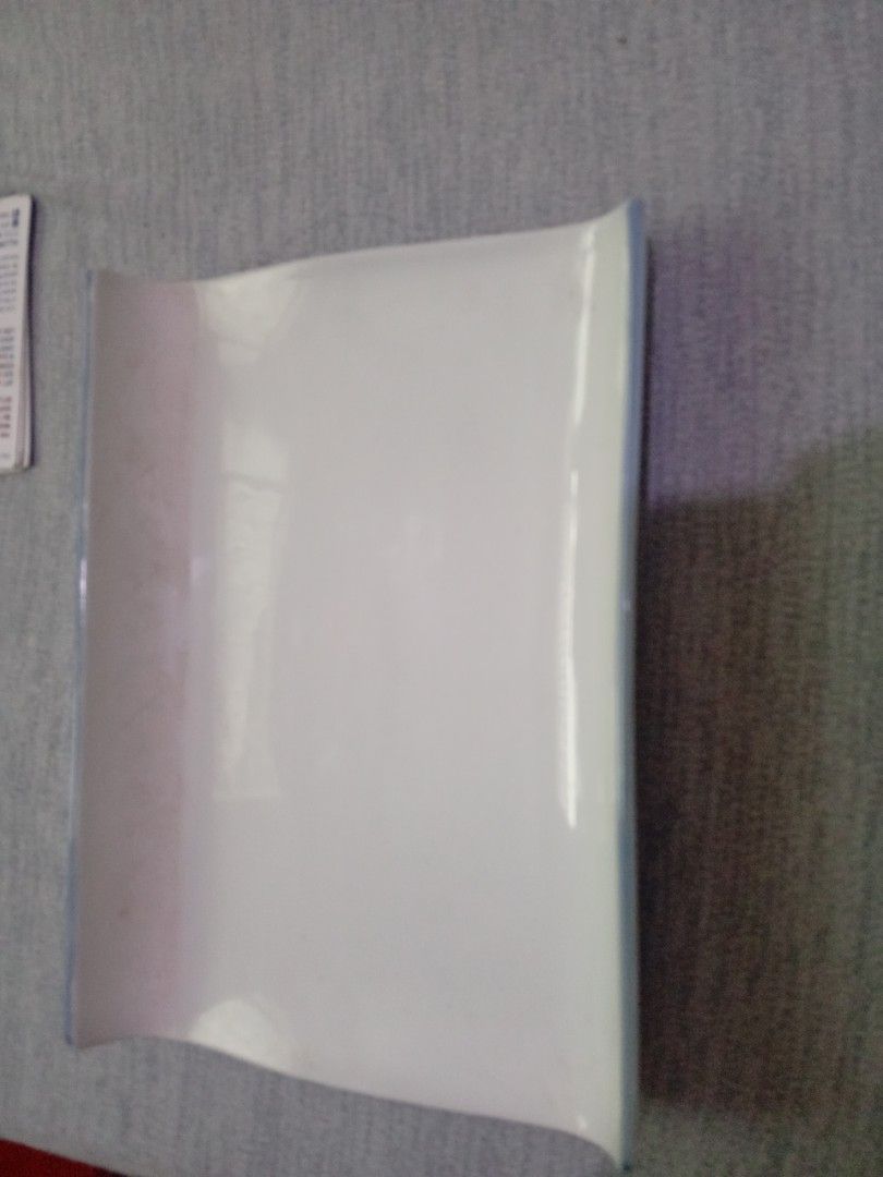 White Curved Trinket Plate (Category: Dinnerware & Cutlery) located in Caloocan City. Submitted by lolacel (Listing ID 1463334054, Image 1). Description: Curved white plate, light blue trim, use for whatever purpose you may deem necessary Clean and simple issue-one curved side is not glossy, but with sketch of plants,.
