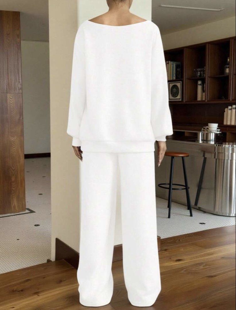 White Knit Long Sleeves with Knit Pants (Category: Coats, Jackets and Outerwear) located in Iloilo. Submitted by dabyladaby2 (Listing ID 1463468425, Image 2). Description: Once Used Top- shoulder 19.3 in , bust 38.7 in, length- 25 in, sleeves- 21.8 in, biceps- 17 in Pants- waist 25 in extented to 96 in, hip 39.8 in, length 39.4 in , inseam- 38.1 in.
