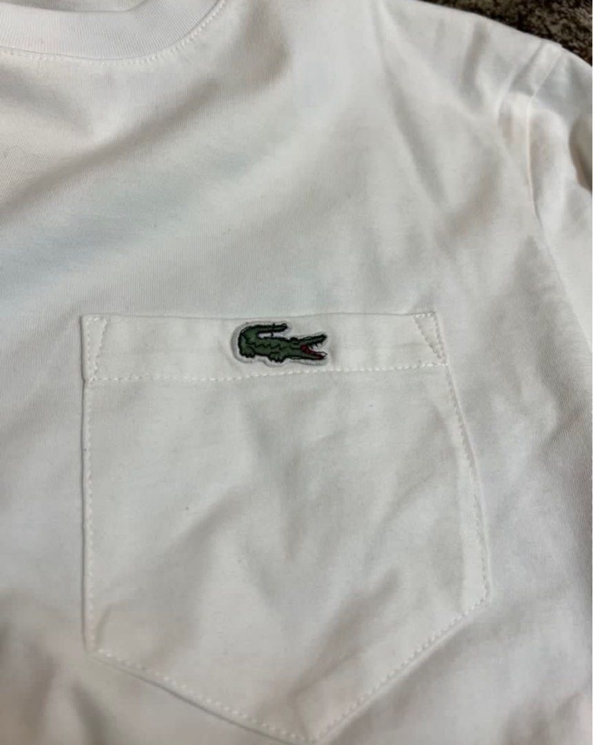 White mini pocket Lacoste Original Tshirt (Category: Tshirts & Polo Shirts ) located in Manila. Submitted by actd_luxury (Listing ID 1463540409, Image 3). Description: xs:18 x 25 xl:21 x 28.