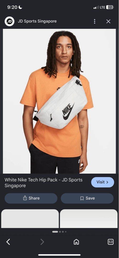 White Nike Tech Hip Pack (Category: Belt bags, Clutches and Pouches) located in Manila. Submitted by bud_thriftt (Listing ID 1463362706, Image 1). Description: - White Nike hip pack - Features classic Nike logo on the front - Adjustable strap with a sturdy buckle - Ideal for carrying essentials - Clean and stylish design.