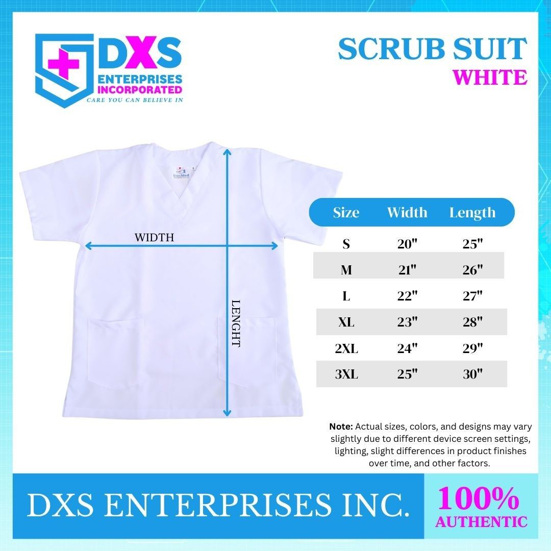 WHITE SCRUB SUIT COMPLETE SET- AVAILABLE IN SMALL TO 3XL (Category: Medical Supplies & Tools) located in Manila. Submitted by jeca_062001 (Listing ID 1463334649, Image 1). Description: .