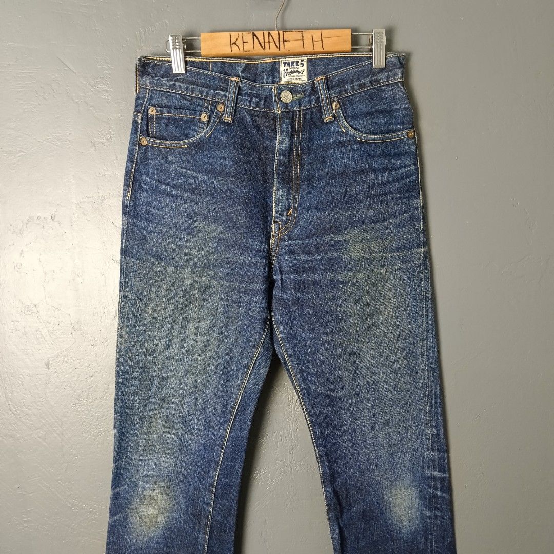 Women's - Pherrows x Take5 (Category: Jeans) located in Bacolod City. Submitted by drop.ph (Listing ID 1463452682, Image 1). Description: Take 5 Exclusive - Pherrows Japan *Not Selvedge *Fits 26-27 (Actual Tape) Length - 37, Leg Opening - 7.5 *Altered, Chipped print on back pockets *Price: 880php *Add SF if outside Bacolod City .