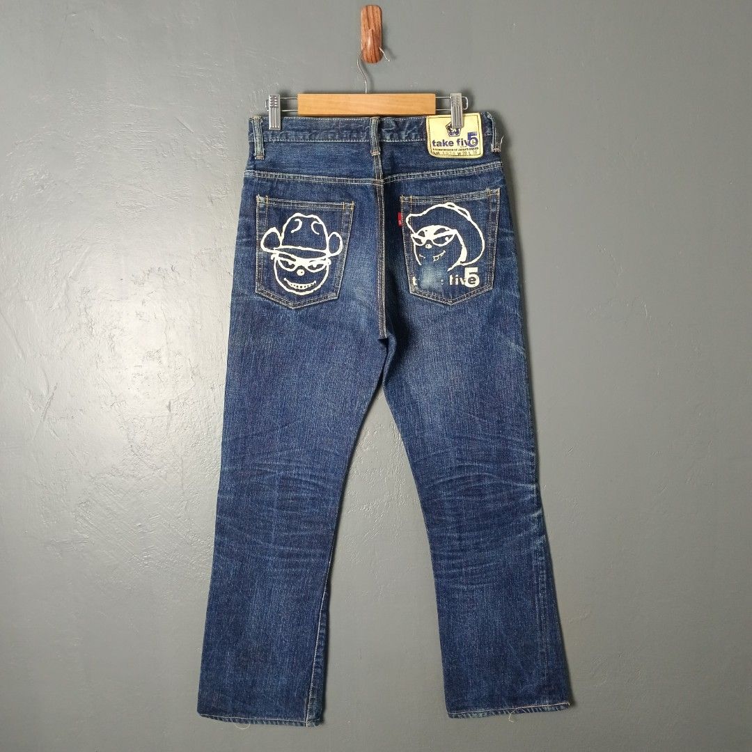 Women's - Pherrows x Take5 (Category: Jeans) located in Bacolod City. Submitted by drop.ph (Listing ID 1463452682, Image 3). Description: Take 5 Exclusive - Pherrows Japan *Not Selvedge *Fits 26-27 (Actual Tape) Length - 37, Leg Opening - 7.5 *Altered, Chipped print on back pockets *Price: 880php *Add SF if outside Bacolod City .