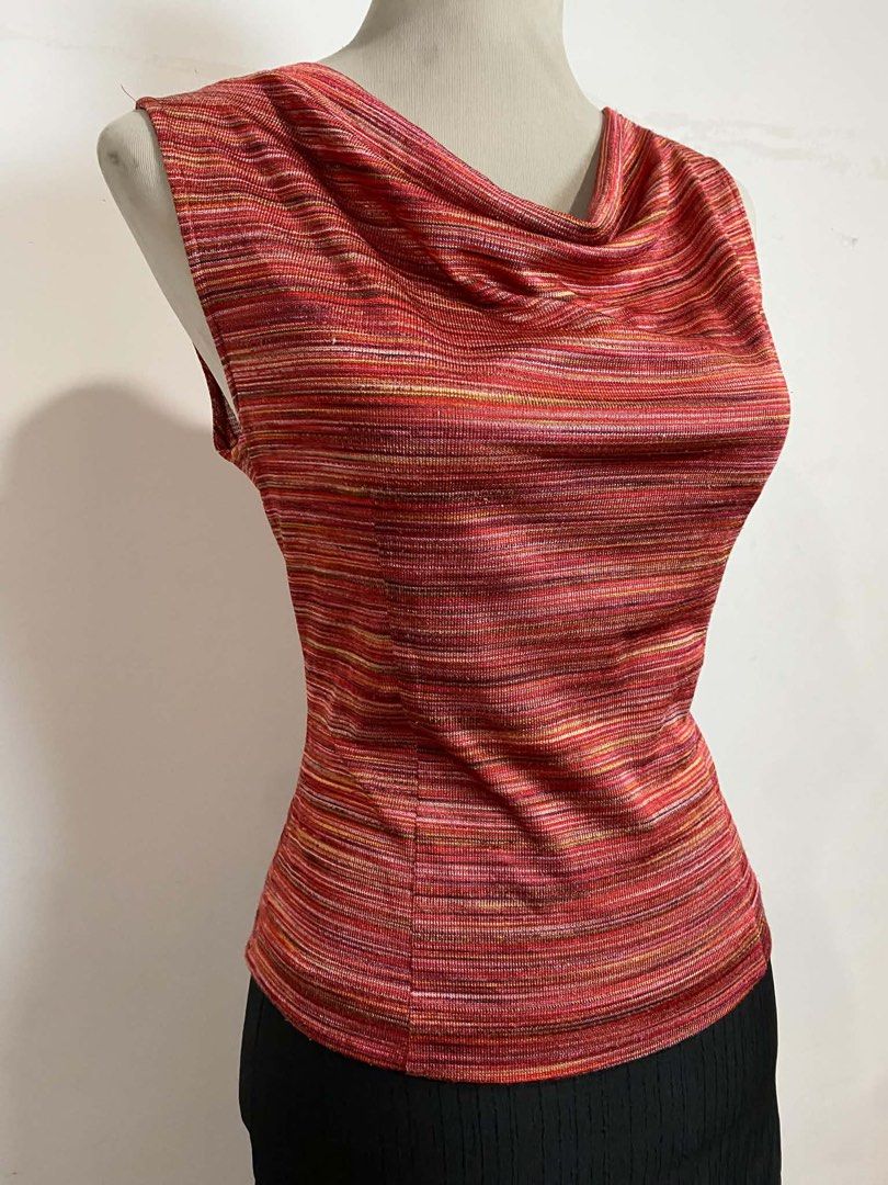 Chic Striped Cowl Neck Sleeveless Top (Category: Blouses) located in Cavite. Submitted by rhizzaroo_ (Listing ID 1463510652, Image 1). Description: Large on Tag Like New.