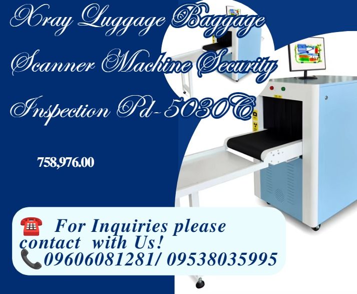 Xray Luggage Baggage Scanner Machine Security Inspection Pd-5030C (Category: Other Home Appliances) located in Caloocan City. Submitted by acergollem65014 (Listing ID 1463372759, Image 1). Description: ●Tunnel Size: 500（W）×300（H）mm ●Conveyor Max Load: 150 kg ●Conveyor Speed: 0.22m/s ●Double inspection dosage <1.4μGy/h Penetrate resolution: Dia 0.511mm ●Wire Resolution: <0.101mm Metal Wire Spatial resolution: Level: dia1.0mm, Vertical: dia1.3mm ●S