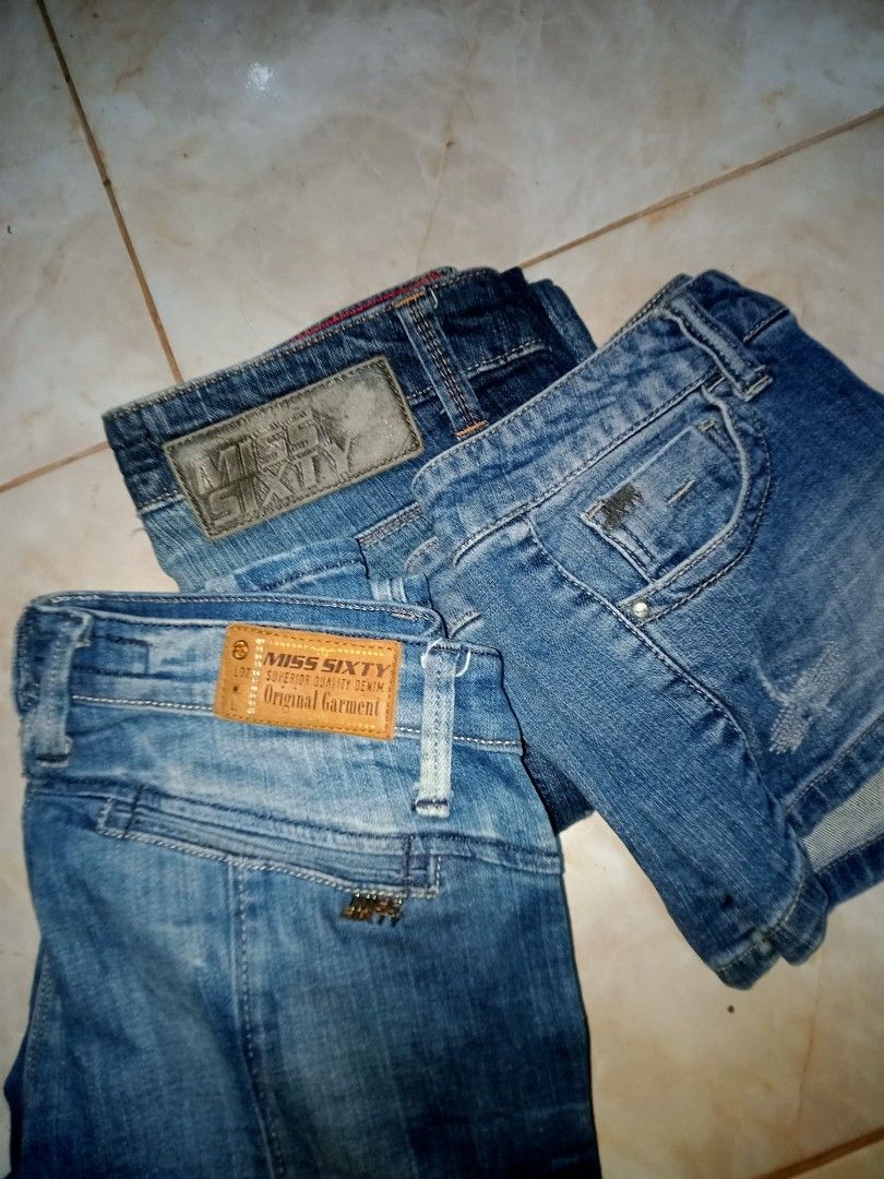 Y2k Miss Sixty Denim Shorts & Pants (Category: Jeans) located in Manila. Submitted by ramosjacqu35241 (Listing ID 1463328290, Image 2). Description: For sale ‼️ Y2k / Miss Sixty danims 🔥 Bi - Charlotte short size 30 Length 8.5 leg opening 11 Alex pants size 27 Length 36.5 leg opening 4.5 Nu - metal pants size 28 Length 35 leg opening 5 650 each 📌 1500 take all 📍 Location: Baguio city 🌲🌲🌲 Pm/Dm 📩📩📩.