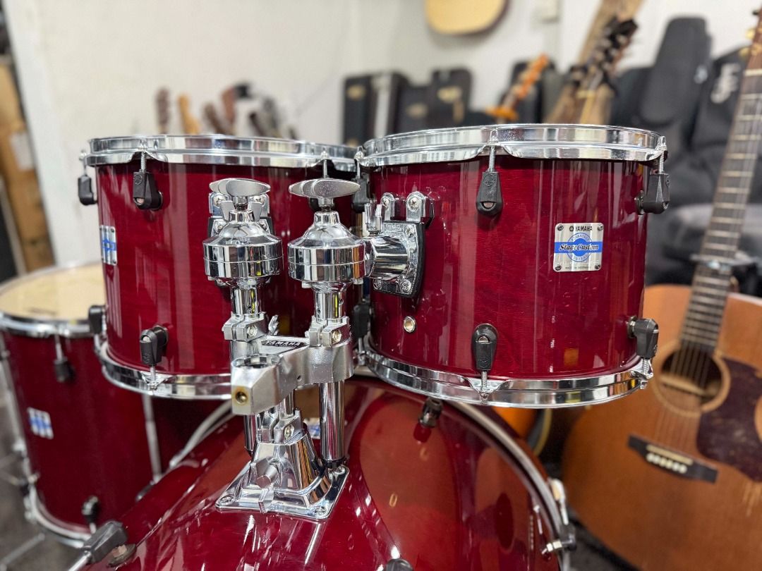 Yamaha Stage Custom "Nouveau" Drums (Category: Musical Instruments) located in Manila. Submitted by ninraninra (Listing ID 1463515667, Image 2). Description: Yamaha Stage Custom "Nouveau" Drums 45K Birch/Oak shells 12" & 13" rack toms 16" floor tom 22x18" bass drum Excellent condition! No snare, no cymbals, no hardware.