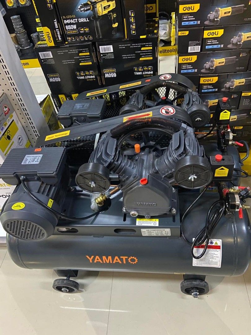 YAMATO BELT- DRIVEN AIR COMPRESSOR (Category: Announcements) located in Manila. Submitted by ivanruazol (Listing ID 1463335016, Image 1). Description: YAMATO Belt-Driven Air Compressor with a horizontal tank, V-type twin-cylinder pump, and electric motor. Here is a sales-focused caption you can use: 💨 YAMATO Belt-Driven Air Compressor Power. Performance. Reliability. Boost your productivity with the YAMATO Air Compressor—built for continuous, he
