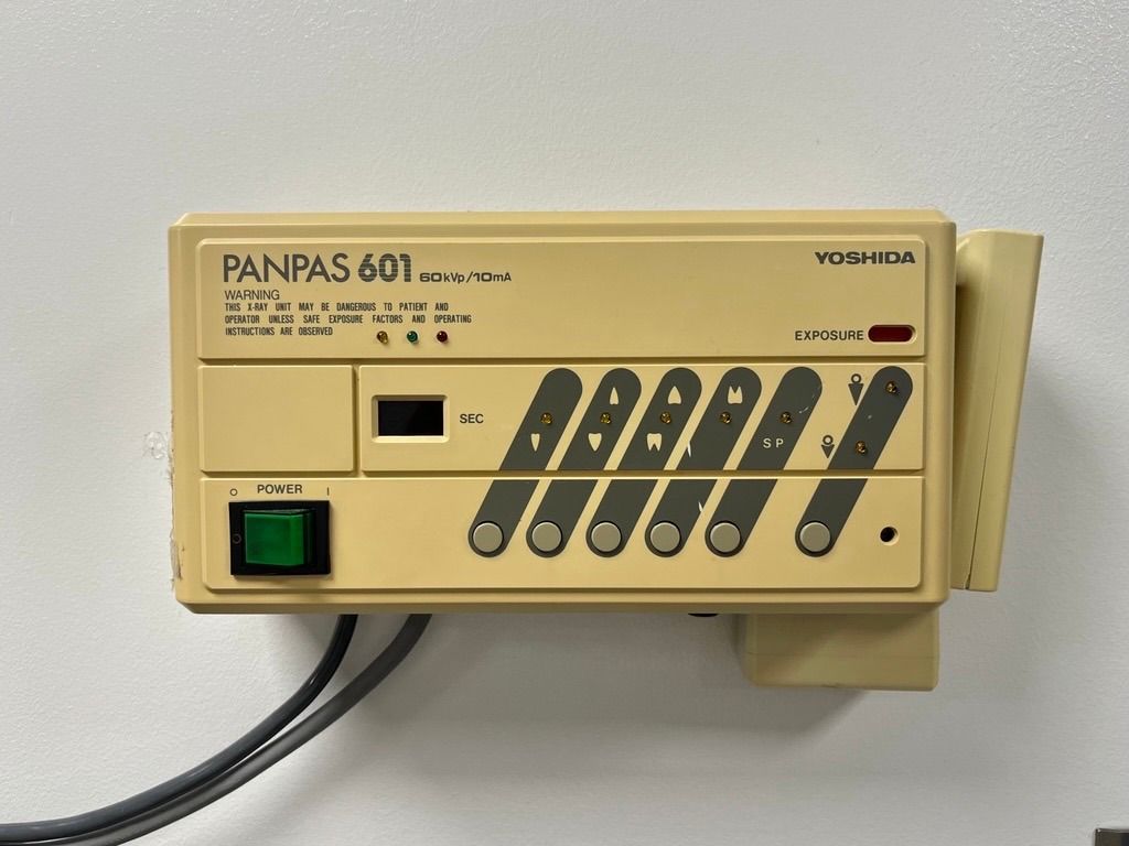 YOSHIDA PANPAS 601 Dental X-Ray Machine (Category: Medical Supplies & Tools) located in Quezon City. Submitted by qc_usedsurplusmaterials.ph (Listing ID 1463396346, Image 2). Description: Reliable wall-mounted dental radiography unit suitable for dental clinics, diagnostic centers, and training facilities. Specifications - Brand: YOSHIDA - Model: PANPAS 601 - Type: Dental X-Ray Unit - Mounting: Wall Mounted - Output: 60kVp / 10mA - Origin: Japan 