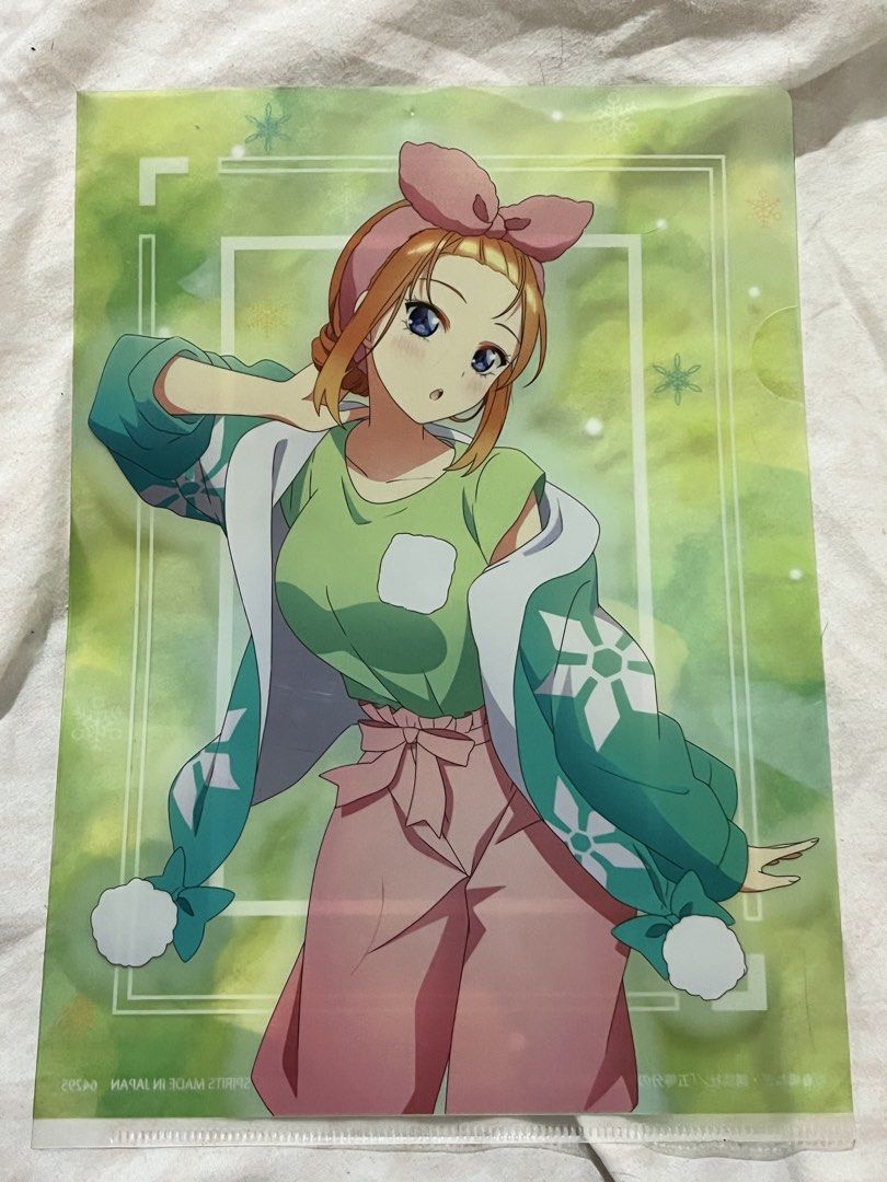 Yotsuba 2pc Set Quintissential Quintuplets Anime Character Folder (Category: Stationery & School Supplies) located in Navotas City. Submitted by 1004rbhy (Listing ID 1463372151, Image 2). Description: - Set of 2 clear folders featuring cute anime girl illustrations. - Folder 1: Green checkered background with lock and bow motifs. - Folder 2: Lighter green background with snowflake and frame designs. - Ideal for organizing documents or as a collec