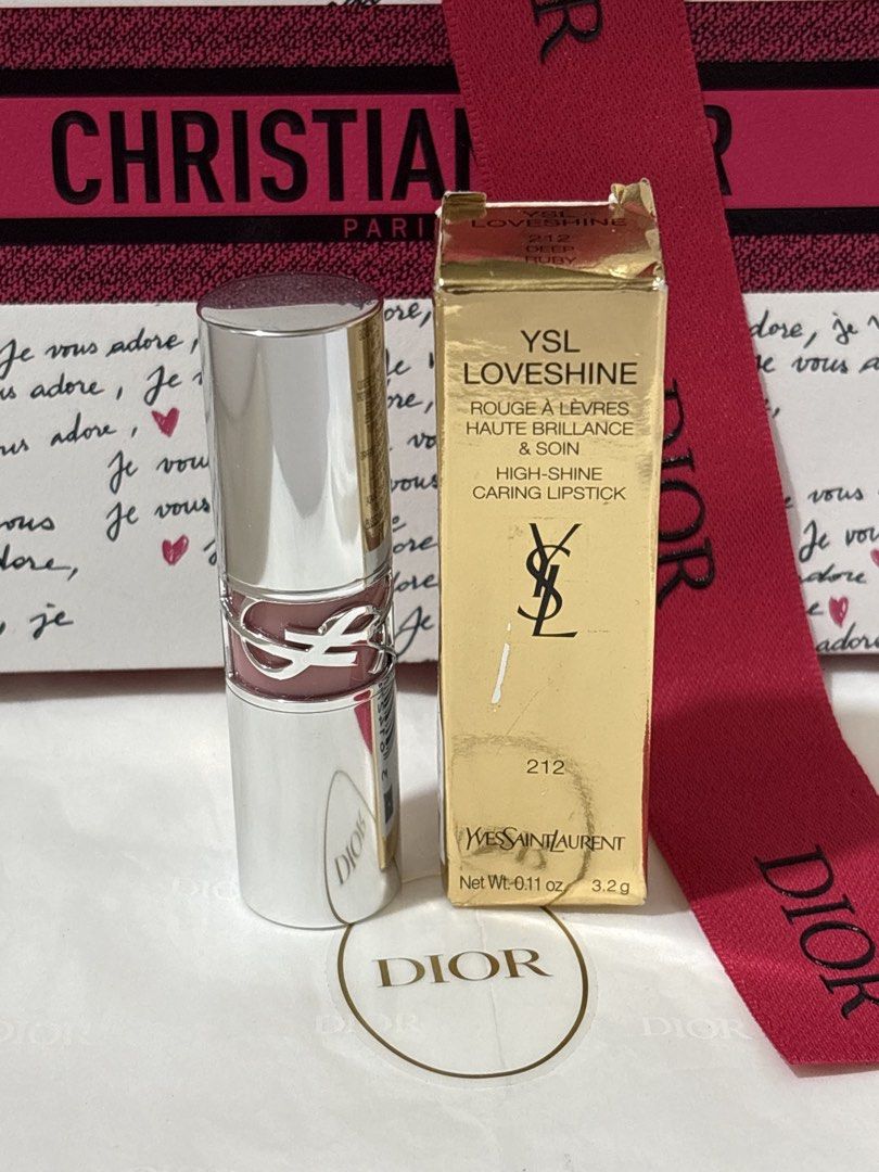 YSL Loveshine Lipstick 212 Deep Ruby (Category: Makeup) located in Pasay City. Submitted by keynbloom (Listing ID 1463521030, Image 1). Description: fixed price brandnew with box.