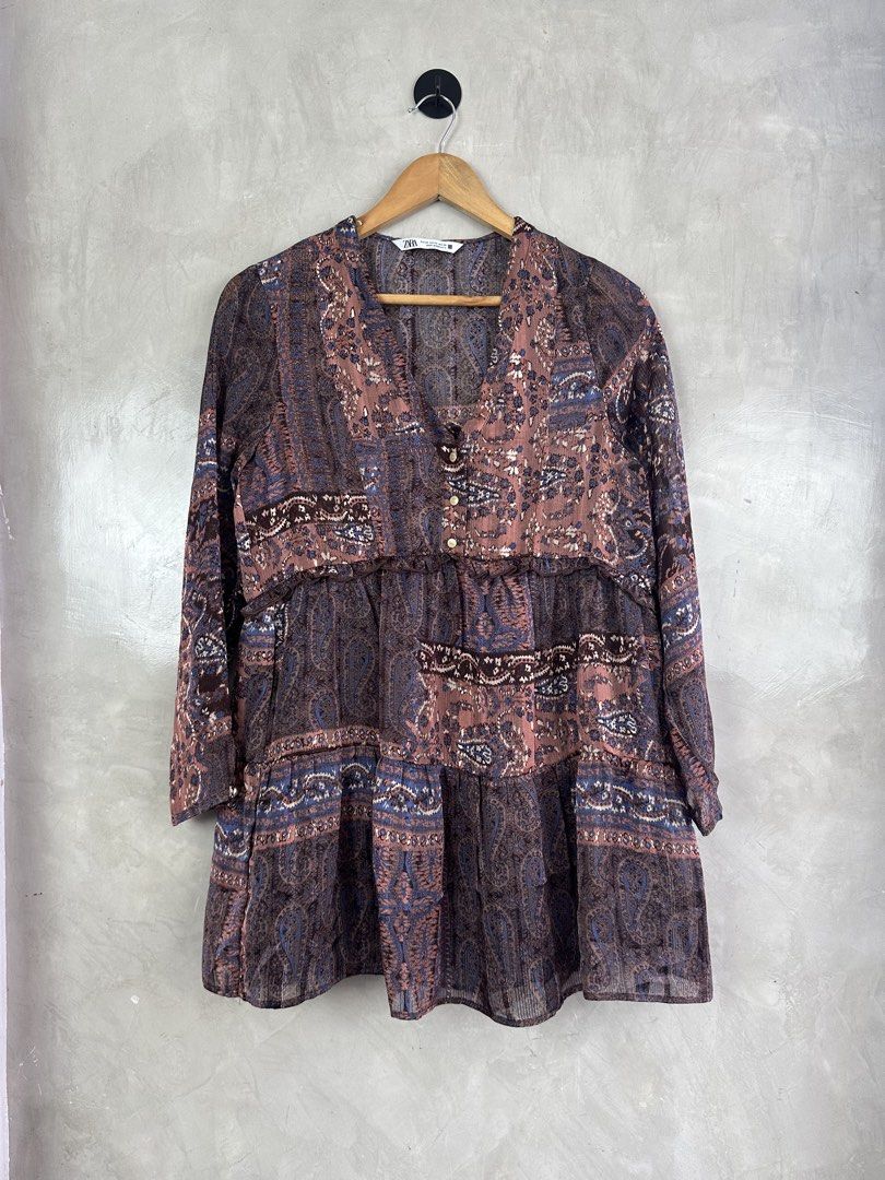ZARA - Bohemian Mini Dress (Category: Dresses) located in Cavite. Submitted by hand.picked (Listing ID 1463453445, Image 3). Description: ZARA - Bohemian Mini Dress Size: XSmall Dimension: 18” Width / 31” Length Condition: Excellent.