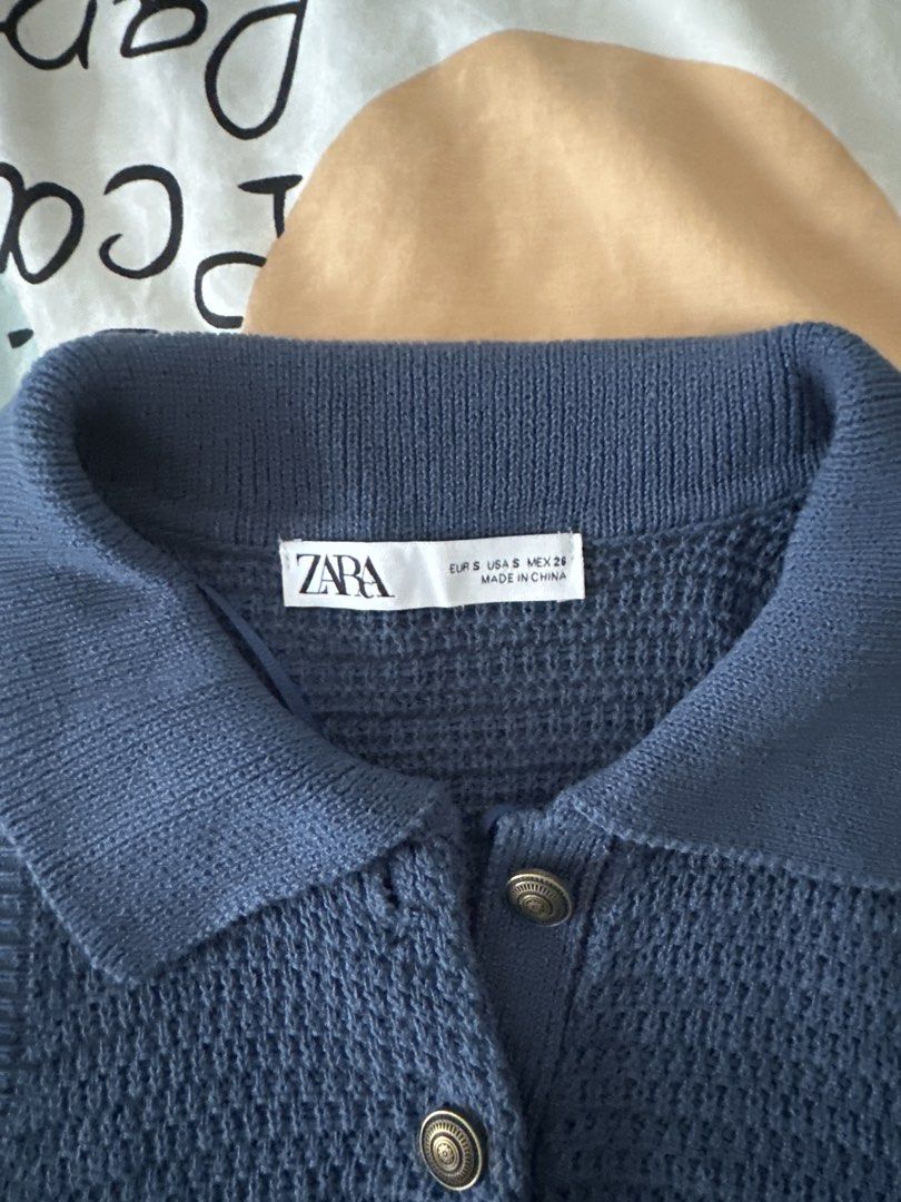 Zara Blue Knit Collared Sleeveless Crop Top (Category: Sleeveless) located in Manila. Submitted by joan.here (Listing ID 1463348606, Image 2). Description: Brand: zara Condition: worn a few times Size: S MOP: bank transfer Delivery fee shouldered by buyer Loc: tondo manila.