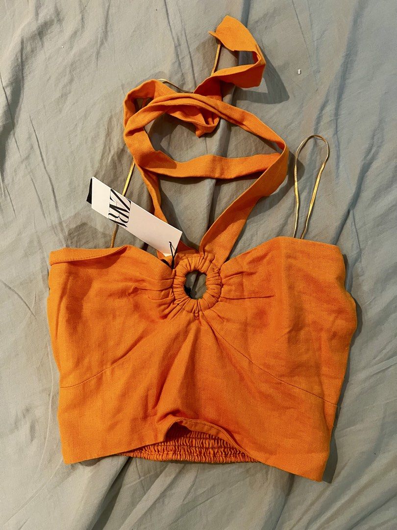 Zara BNWT Halter Top (Category: Blouses) located in Quezon City. Submitted by currentlydeclutterring (Listing ID 1463448687, Image 1). Description: Got it from Zara Aus! It has a garterized back so fits xs-semi M RFS: closet revamp.