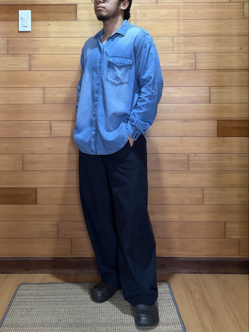 Zara Trafaluc Chambray Denim Shirt (Category: Shirts) located in Las Pinas. Submitted by cmrqz (Listing ID 1463343081, Image 1). Description: -super nice denim polo, would keep if still in my style! -nice black bead buttons .