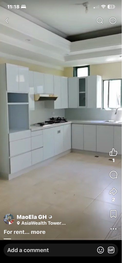 3bedroom plus maids room for rent (Category: Apartments & Condos) located in Pasay City. Submitted by braveforest_b47a7e (Listing ID 1463702585, Image 1). Description: - Spacious and newly renovated kitchen - Located in AsiaWealth Tower - Features white cabinets and countertops - Includes built-in gas stove and range hood - Ample storage with upper and lower cabinets - Tiled flooring throughout - Excellent natural light - Ready for occupancy -unf