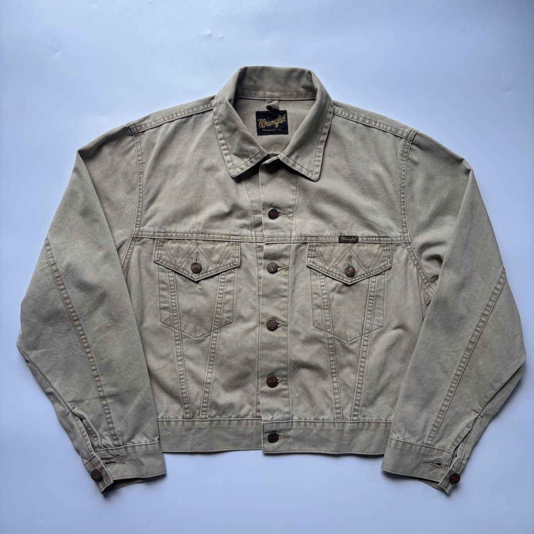 90s Wrangler Japan Trucker Denim Jacket (Category: Coats, Jackets and Outerwear) located in Manaoag. Submitted by mayonaise.store (Listing ID 1463615976, Image 1). Description: 90s Wrangler Japan Trucker Denim Jacket Pit 20.5 Length 21.5 Shoulder 17 Sleeve 22.5 Php 1,880.
