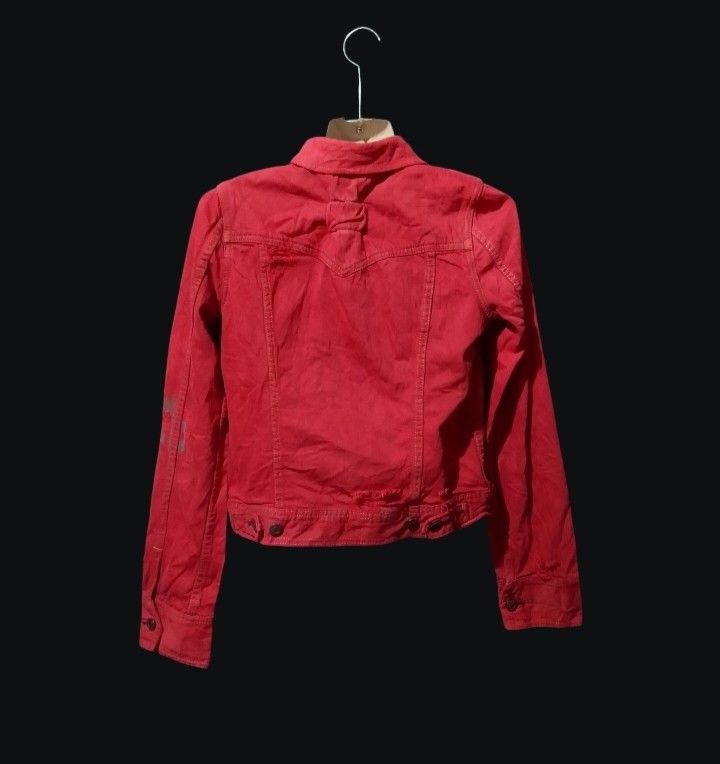 Abercrombie & Fitch Red Denim Jacket Size M (Category: Coats, Jackets and Outerwear) located in Davao. Submitted by outdatedfinds (Listing ID 1463656335, Image 3). Description: For Sale Po Vintage Abercrombie and Fitch Bright Red Distressed Trucker Jacket Size Medium on Tag Excellent Condition Davao City Location Hmu F Interested 1k plus sf.