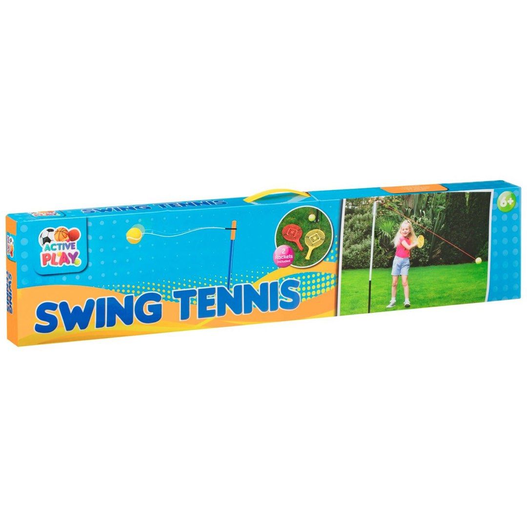 Active Play Swing Tennis Set with 2 Rackets and Ball (Category: Racket and Ball Sports) located in Manila. Submitted by starbalesukandjapansurplus (Listing ID 1463573117, Image 2). Description: - Fun outdoor game for kids! - Set includes: swing tennis pole, string, 1 ball, 2 rackets (red & yellow). - Great for practicing swings and coordination. - Easy to set up and play in the garden. - Suitable for ages 6 and up..