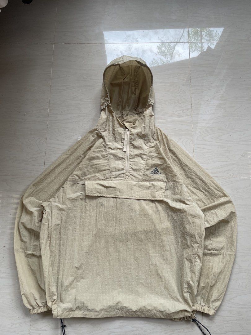 Adidas Beige Anorak PackableWindbreaker Jacket (Category: Coats, Jackets and Outerwear) located in Zamboanga. Submitted by guthens (Listing ID 1463650130, Image 1). Description: Condition- excellent Issue- stain Color rate- 9.7/10 W- 24 L- 28.